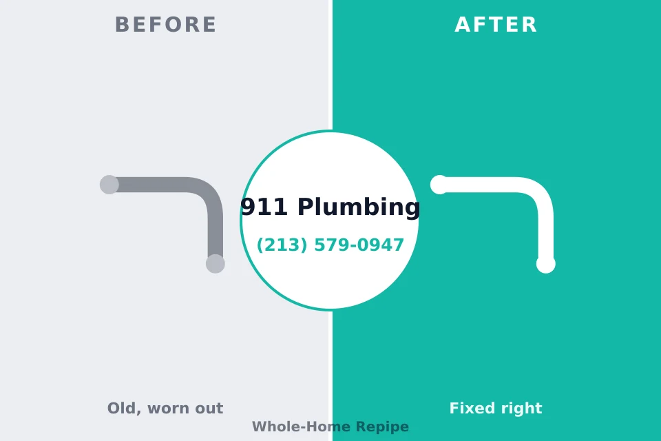 Before and after: plumbing repair Russells Point, OH